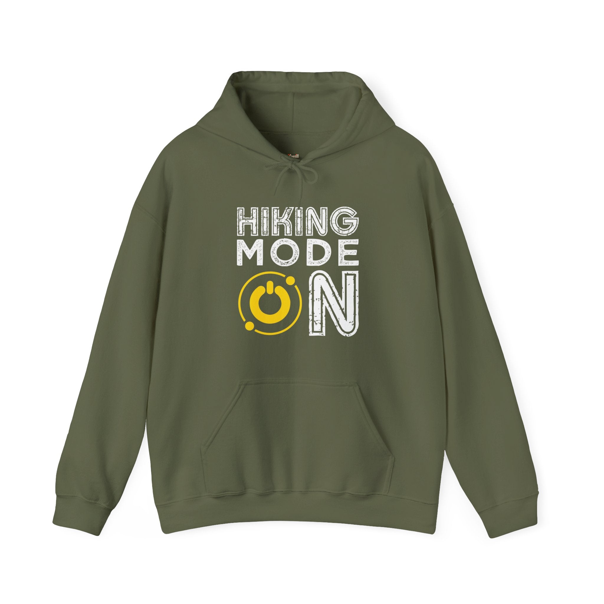 Hiking Mode On Hoodie | Military Green Twill Tees